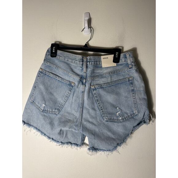 NWT Agolde Light Wash Blue "Parker Long Short" Cutt Off Shorts Sz 29 - Picture 2 of 2